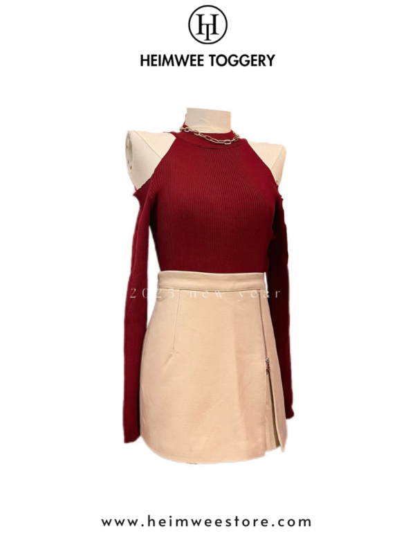 Korea High Waist Flush Zip Design Skort