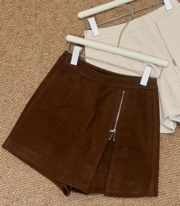 Korea High Waist Flush Zip Design Skort