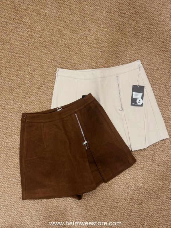 Korea High Waist Flush Zip Design Skort