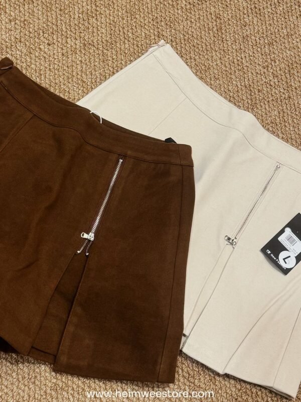 Korea High Waist Flush Zip Design Skort