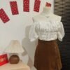 Korea Ins Queen Sleeve One Off Shoulder Top