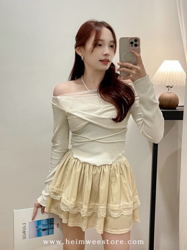 Sexy Off Shoulder Long Sleeve with Skirt One Set