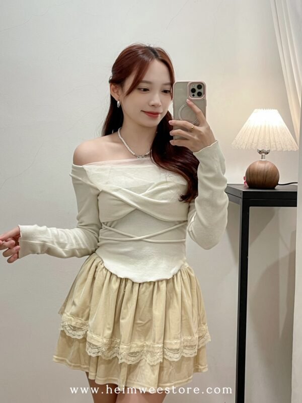 Sexy Off Shoulder Long Sleeve with Skirt One Set