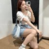 Korea Ins Queen Sleeve One Off Shoulder Top