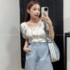 Korea Ins Queen Sleeve One Off Shoulder Top
