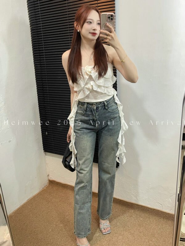 Ins Look High Waist Denim Jeans Pant