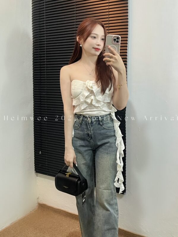 Ins Look High Waist Denim Jeans Pant