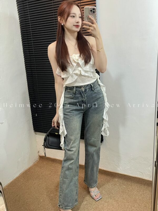 Ins Look High Waist Denim Jeans Pant