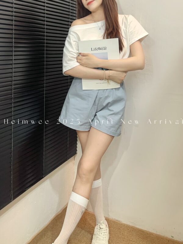 One Off Shoulder Short Sleeve Tops
