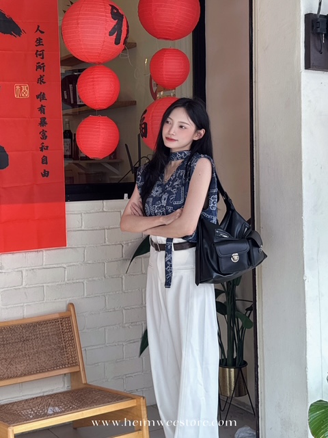 2026 Retro Look Top with Neckband with Suit Pant