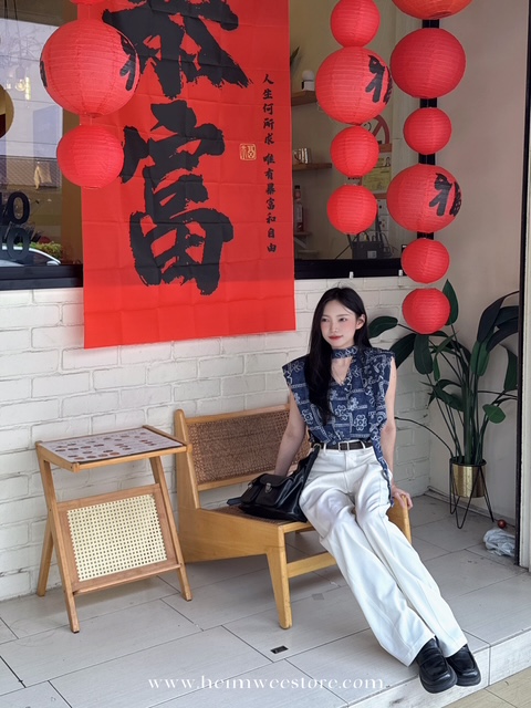 2026 Retro Look Top with Neckband with Suit Pant