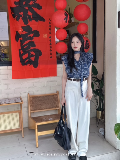 2026 Retro Look Top with Neckband with Suit Pant