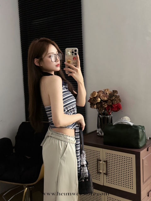 Korea Liner Design Vest Top with Bust Pad