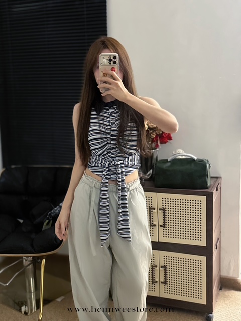 Korea Liner Design Vest Top with Bust Pad