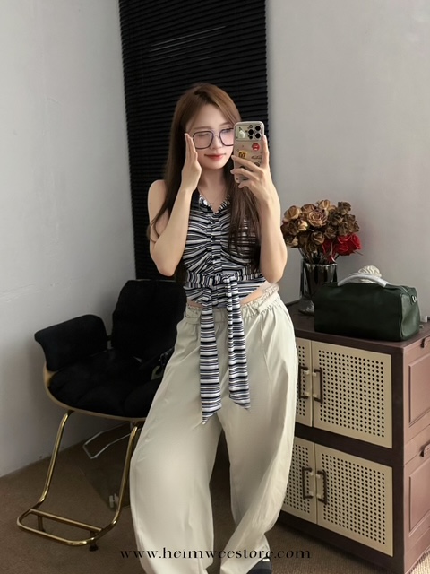 Korea Liner Design Vest Top with Bust Pad