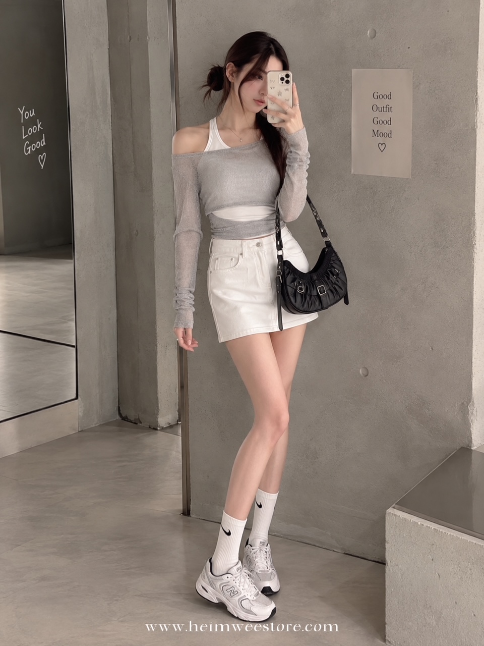 High Waist Denim Skirt with Belt